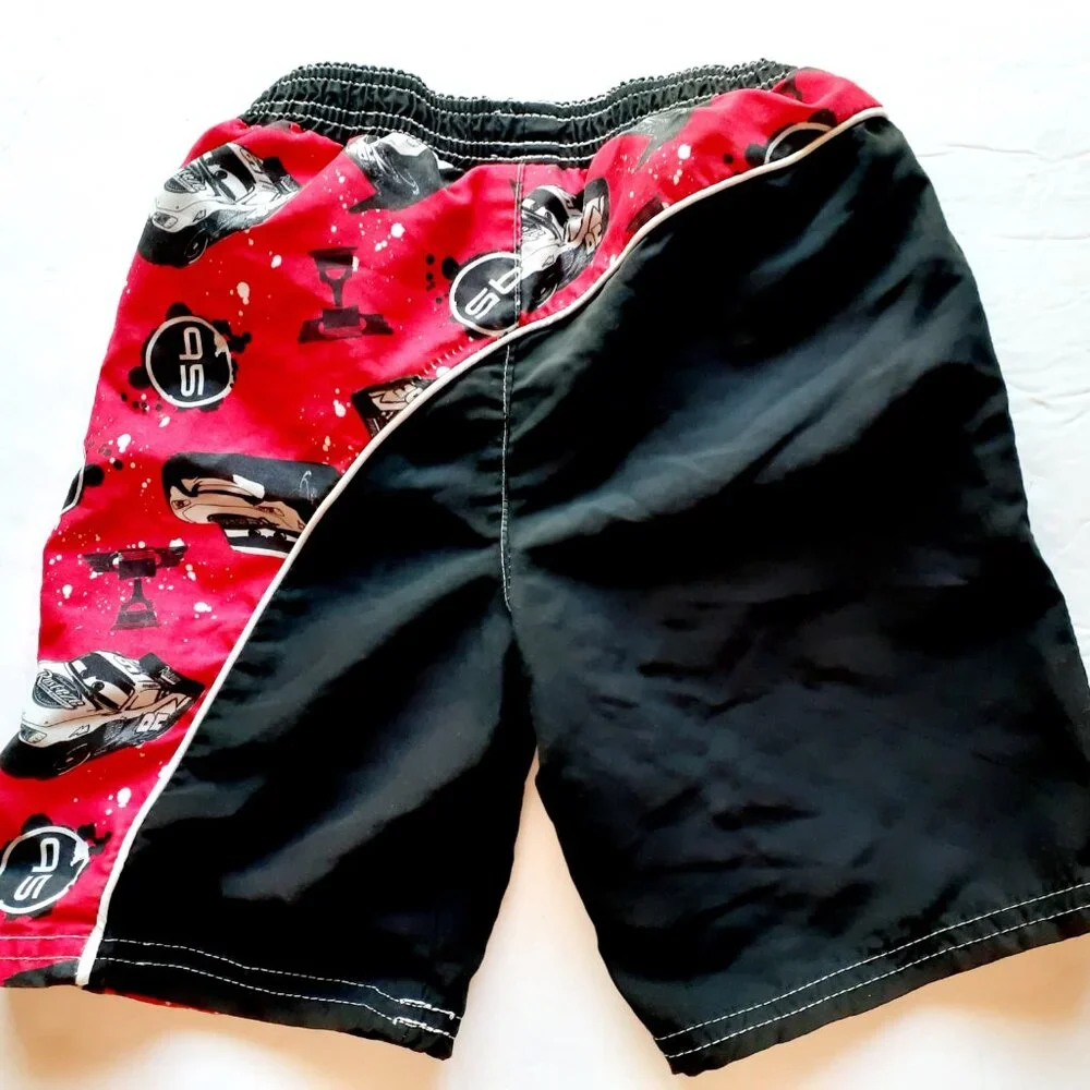 Cars Boys Swim Trunks Lightning McQueen Swimsuit Red Black 3T